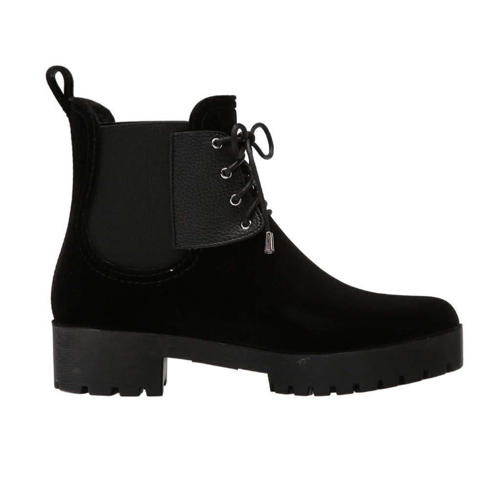 DAV Leeds Waterproof Velvet Lace Up Lug Sole Ankle Boots